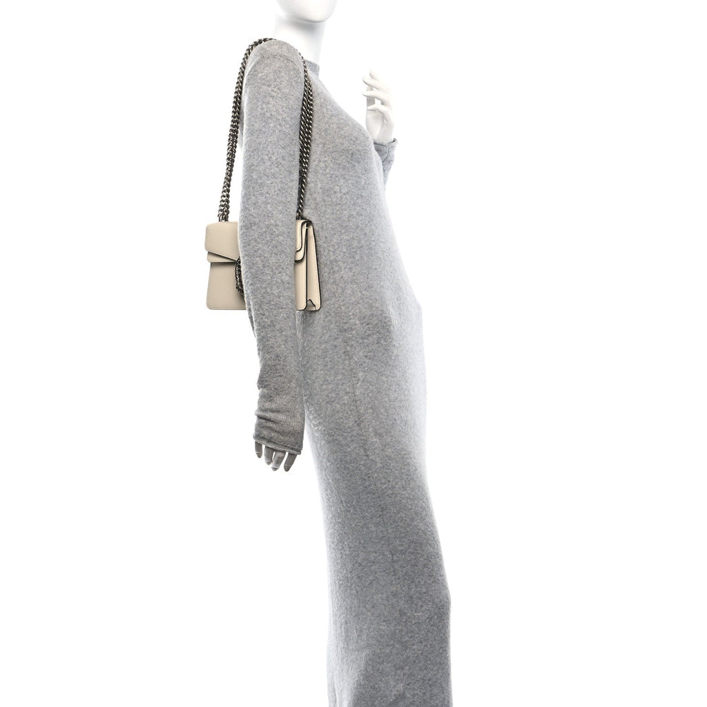 Textured Calfskin Crystal Mini Dionysus Shoulder Bag Mystic White