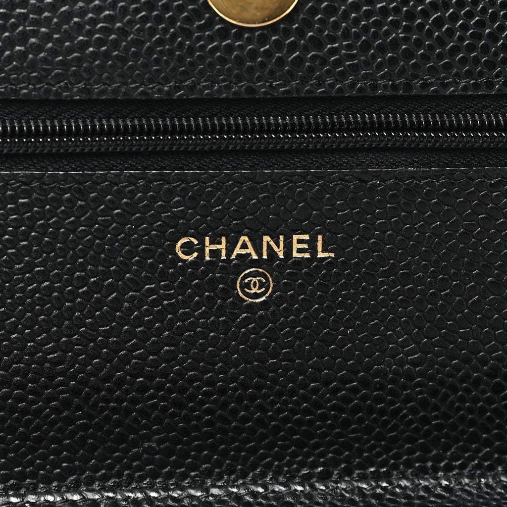 Caviar Quilted Wallet on Chain WOC Black