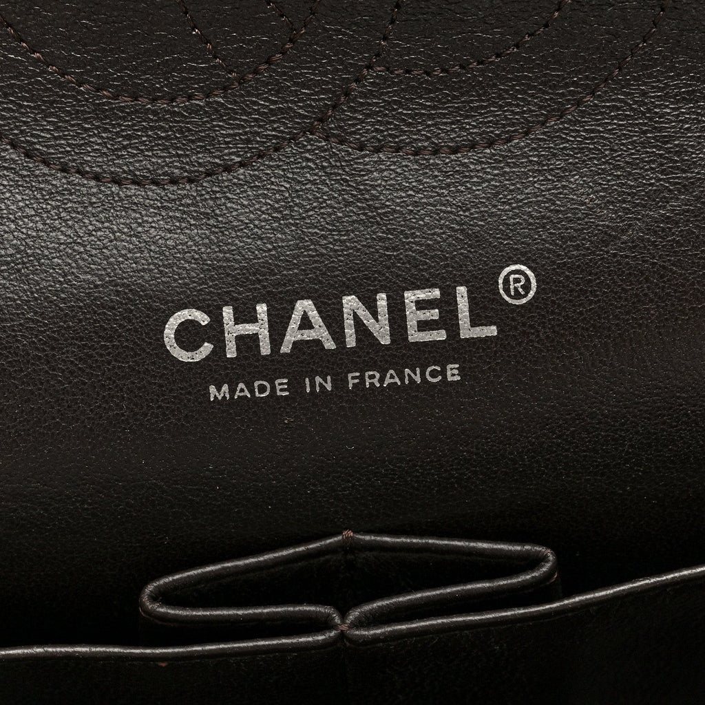 Caviar Quilted Medium Double Flap Brown