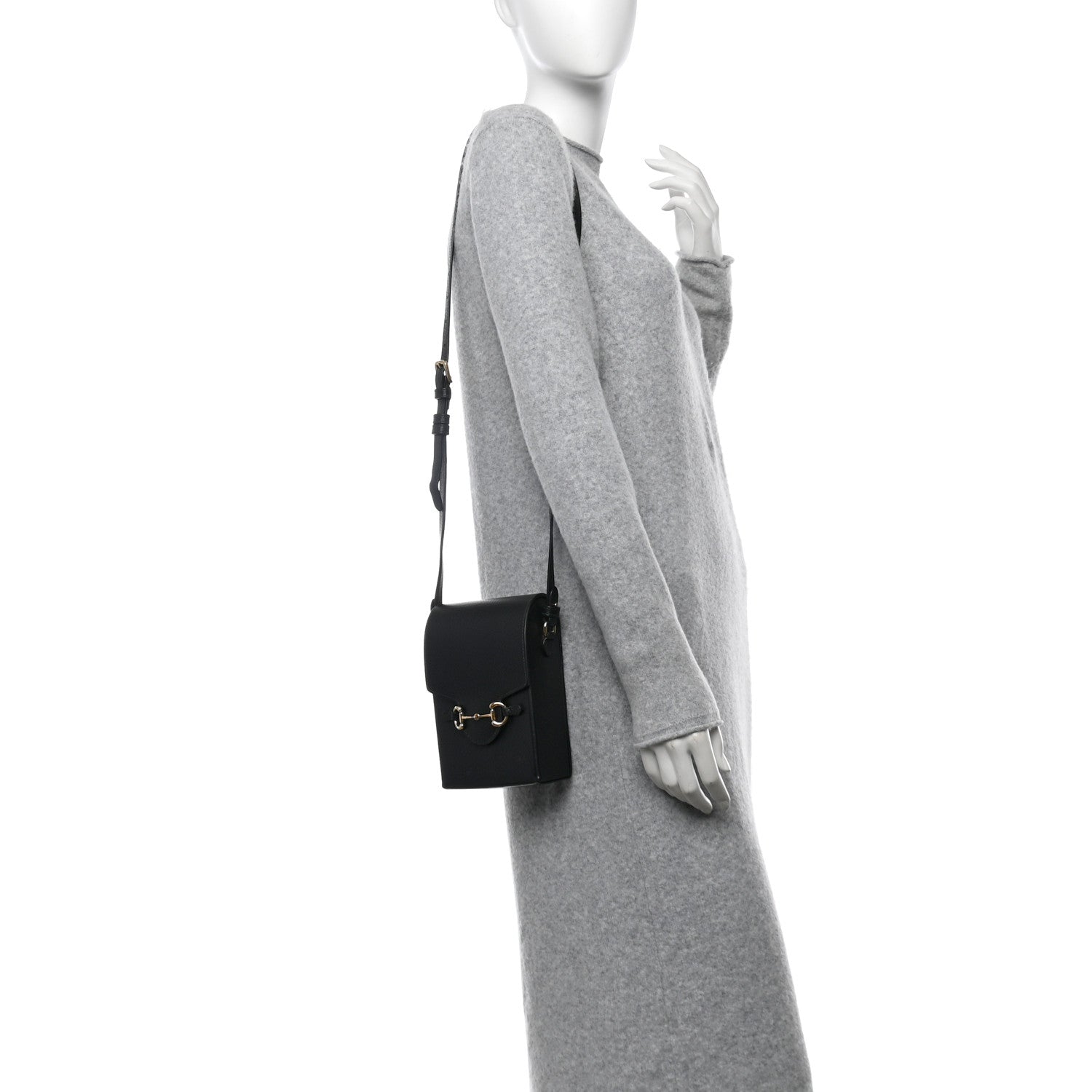 Dollar Calfskin Vertical Horsebit 1955 Crossbody Bag Black