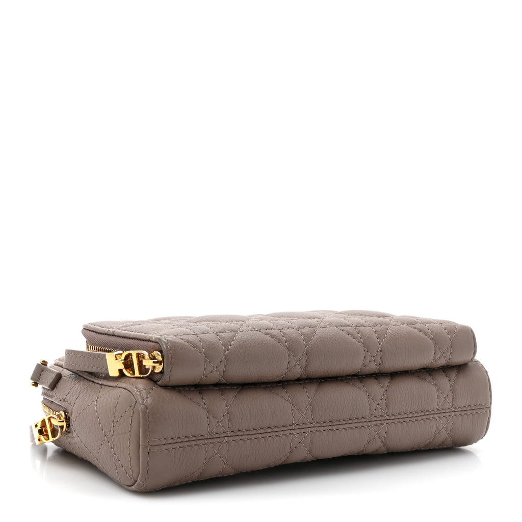 Supple Calfskin Caro Double Pouch Warm Taupe