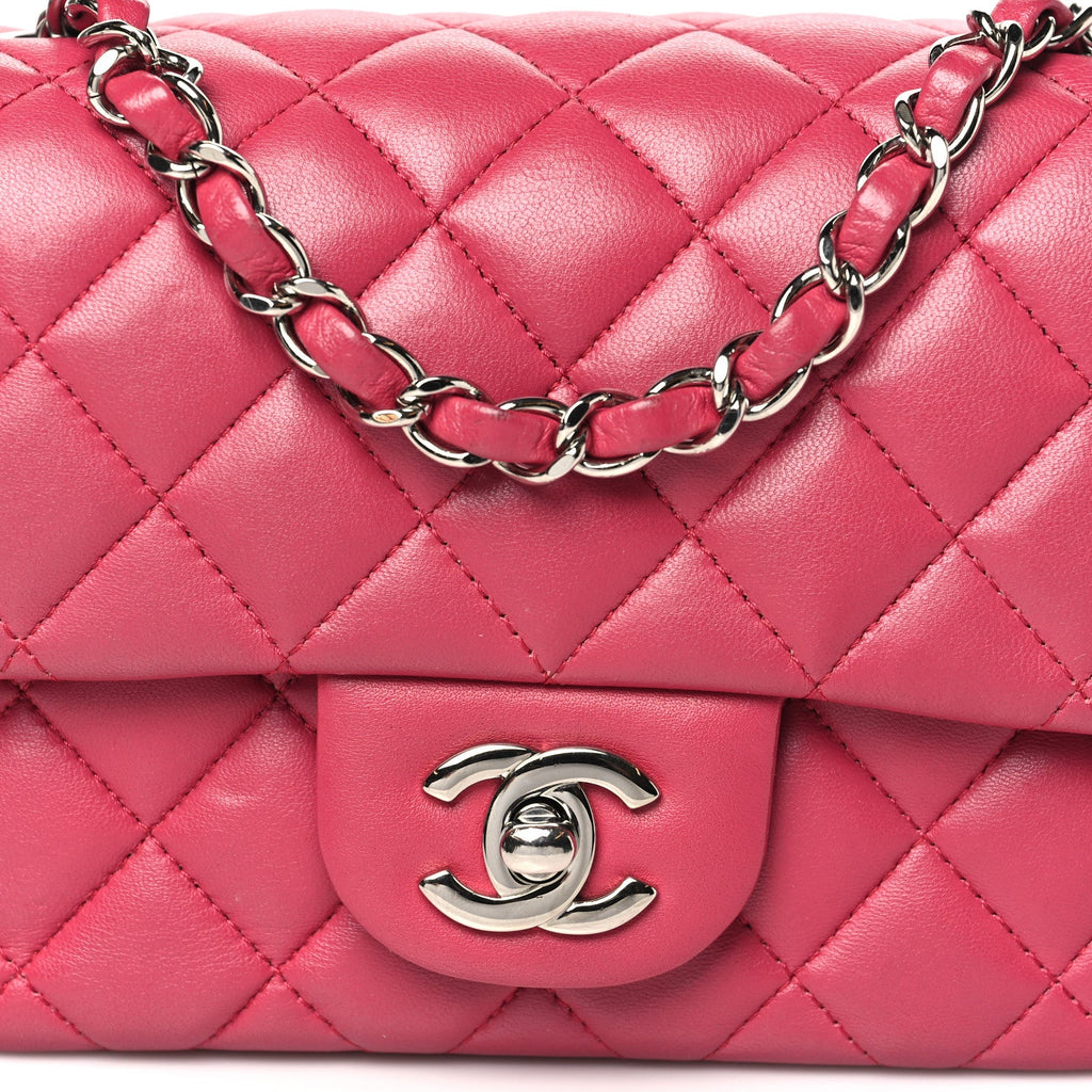 Lambskin Quilted Mini Square Flap Pink