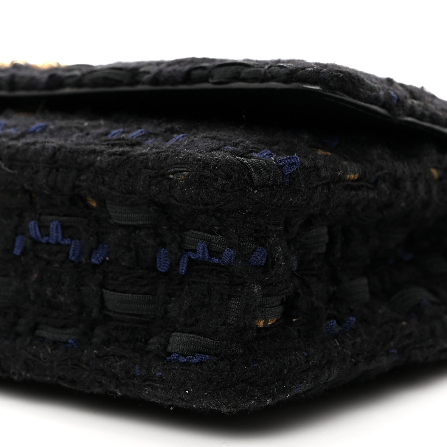 Tweed Quilted Chanel 19 Wallet On Chain WOC Black Navy Gold