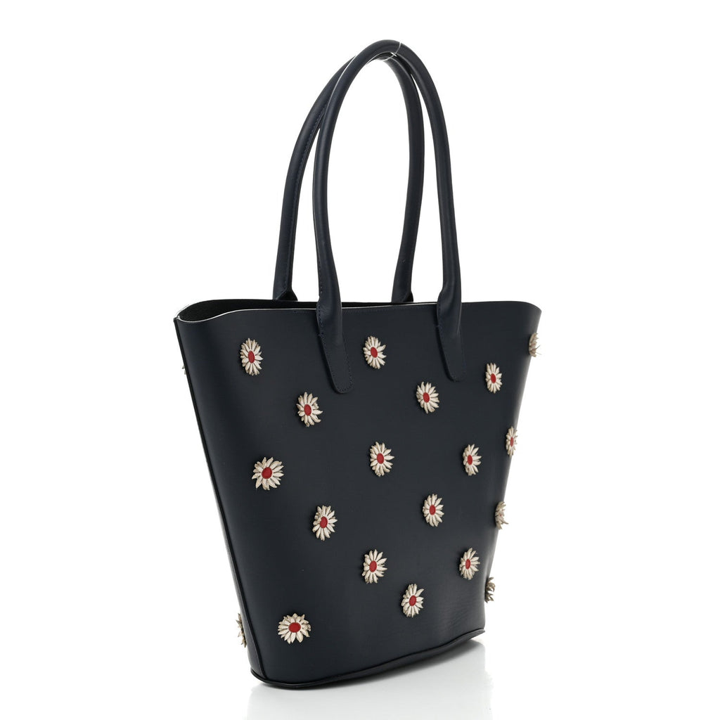 Calfskin Daisy Triangle Tote Blue