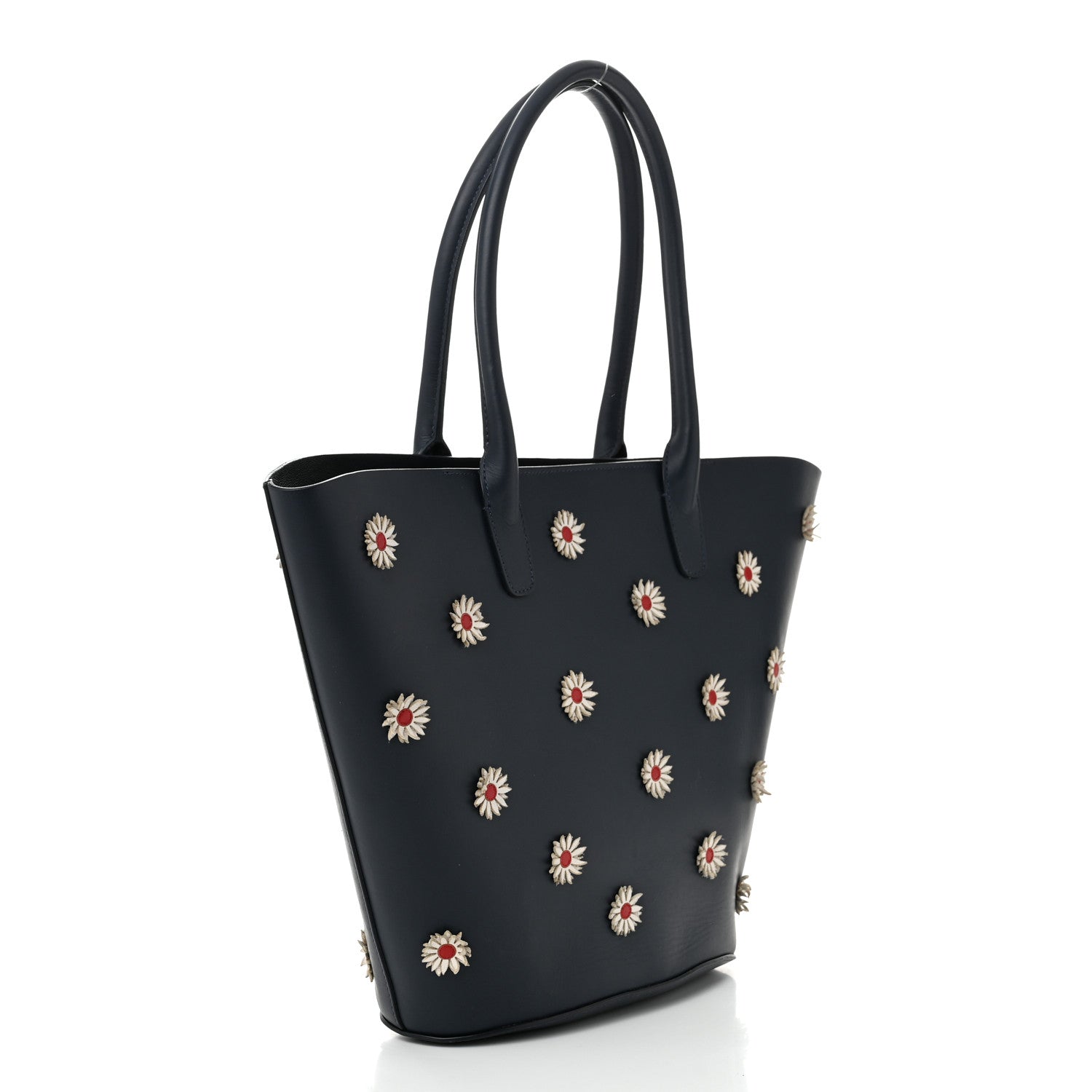 Calfskin Daisy Triangle Tote Blue