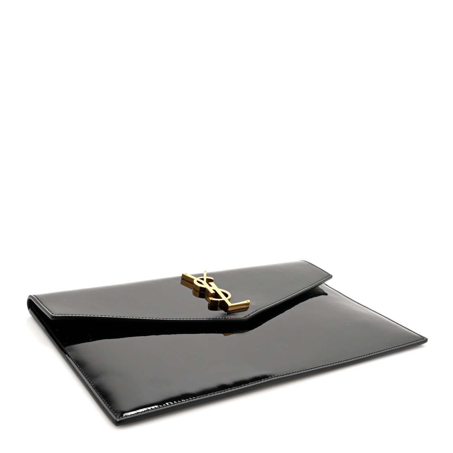 Patent Calfskin Monogram Uptown Clutch Black