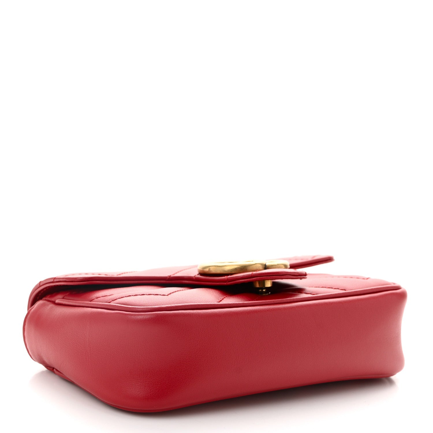 Calfskin Matelasse Super Mini GG Marmont Shoulder Bag Hibiscus Red
