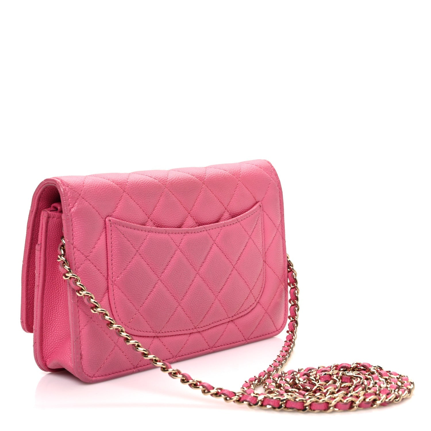 Caviar Quilted Wallet on Chain WOC Pink