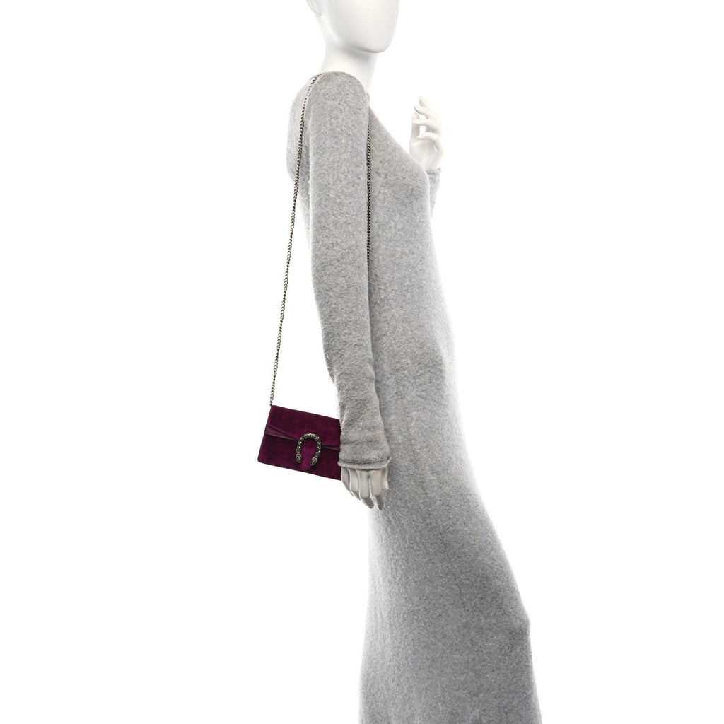 Velvet Super Mini Dionysus Shoulder Bag Fuchsia Violet Cyclamen
