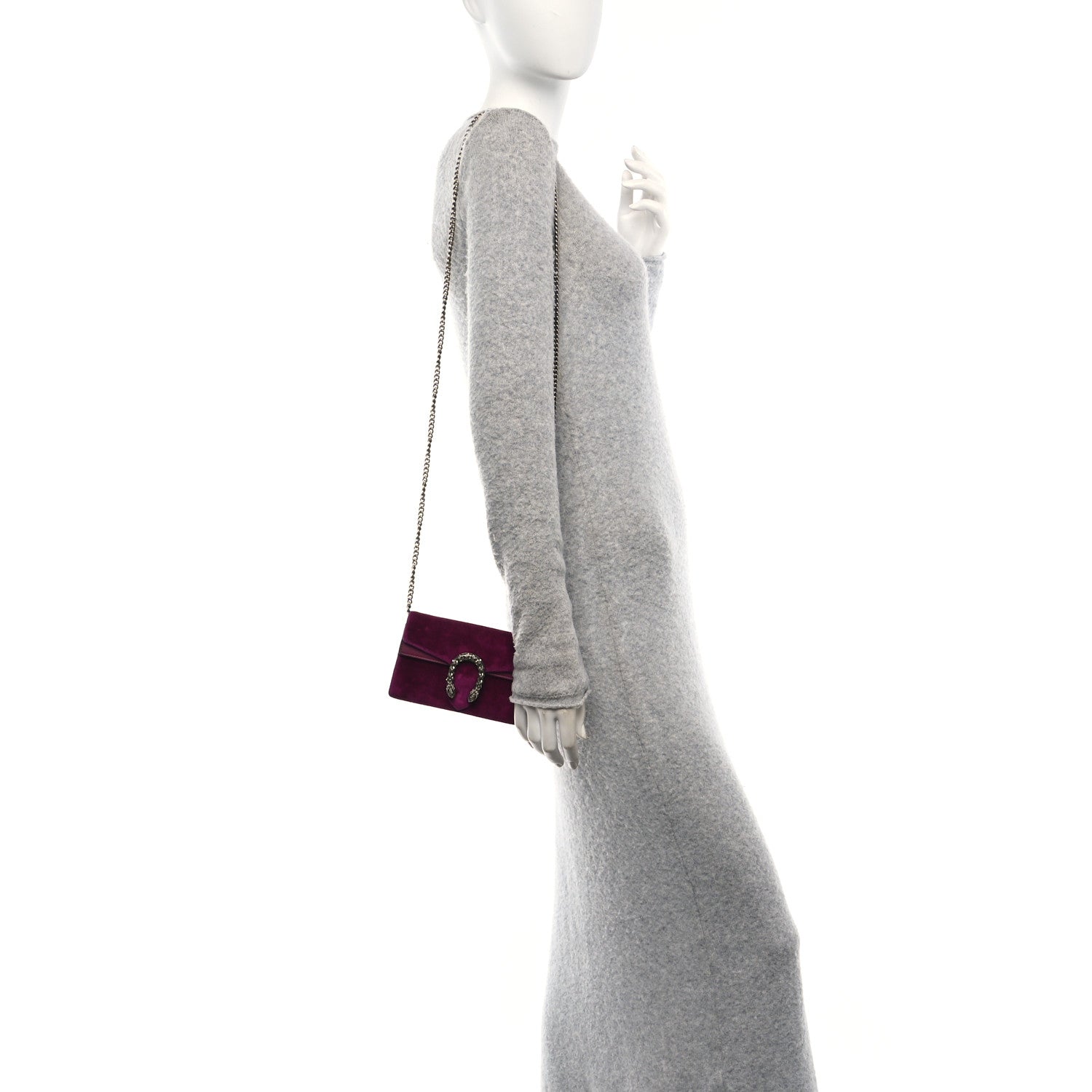 Velvet Super Mini Dionysus Shoulder Bag Fuchsia Violet Cyclamen