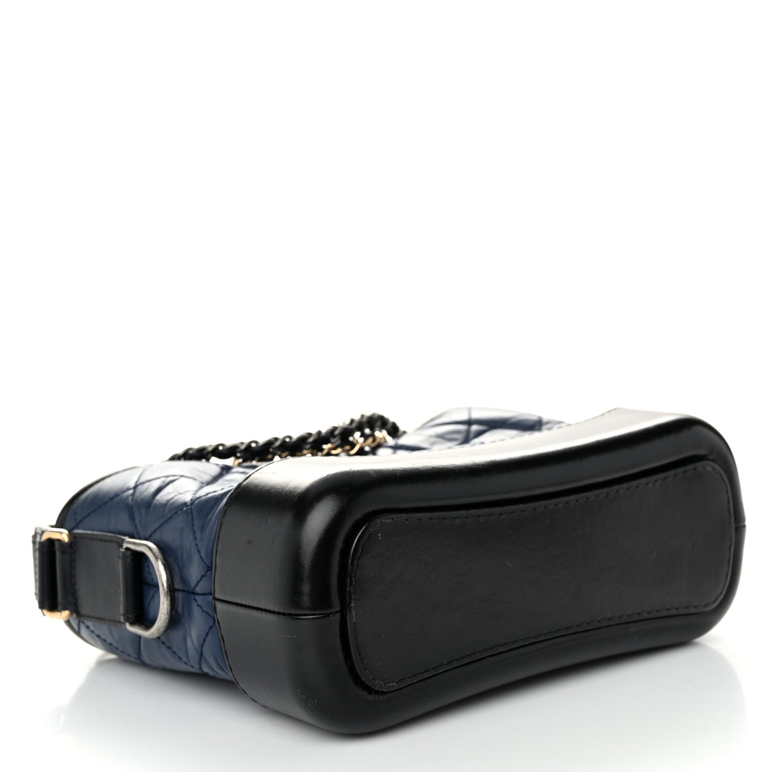 Aged Calfskin Quilted Small Gabrielle Hobo Navy Black