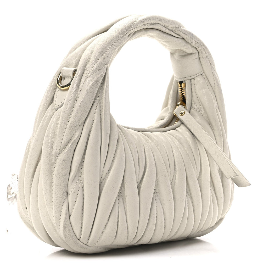Nappa Matelasse Mini Wander Hobo White
