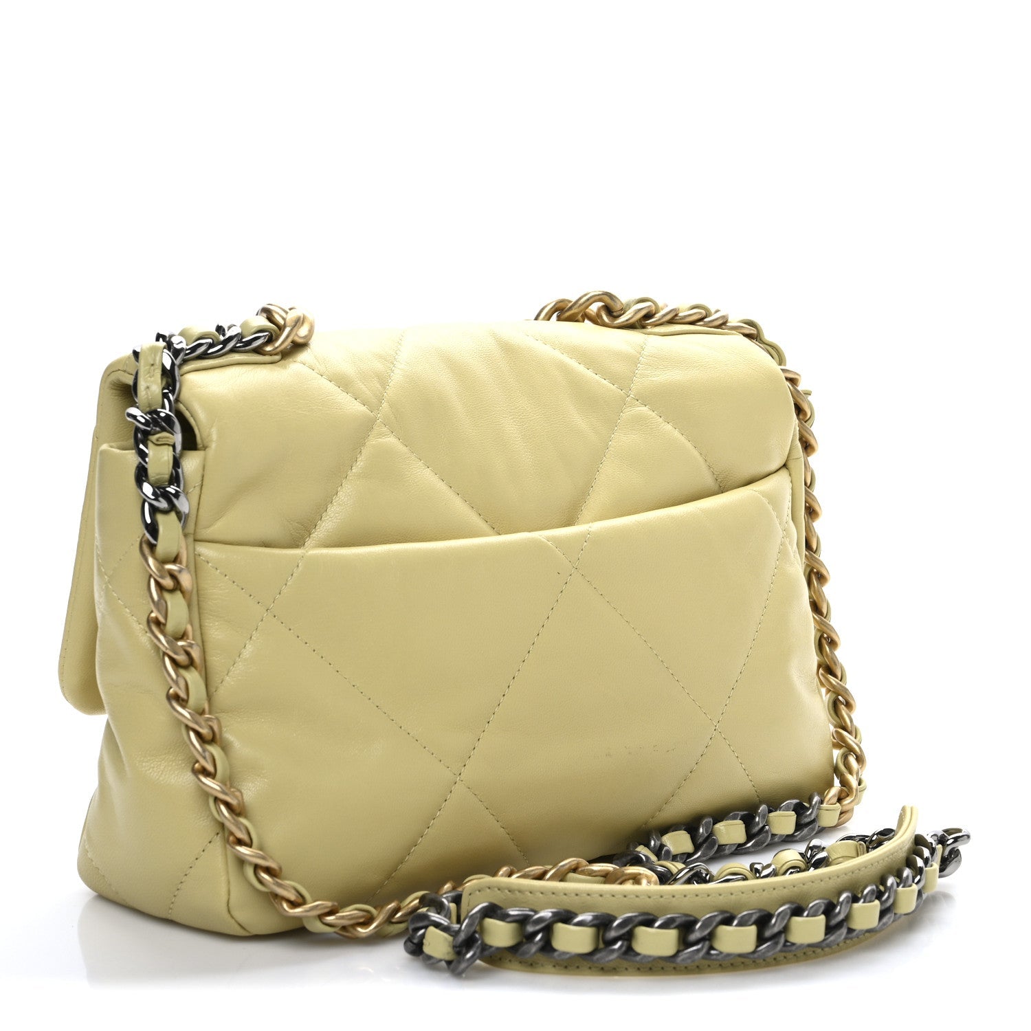 Lambskin Quilted Medium Chanel 19 Flap Yellow
