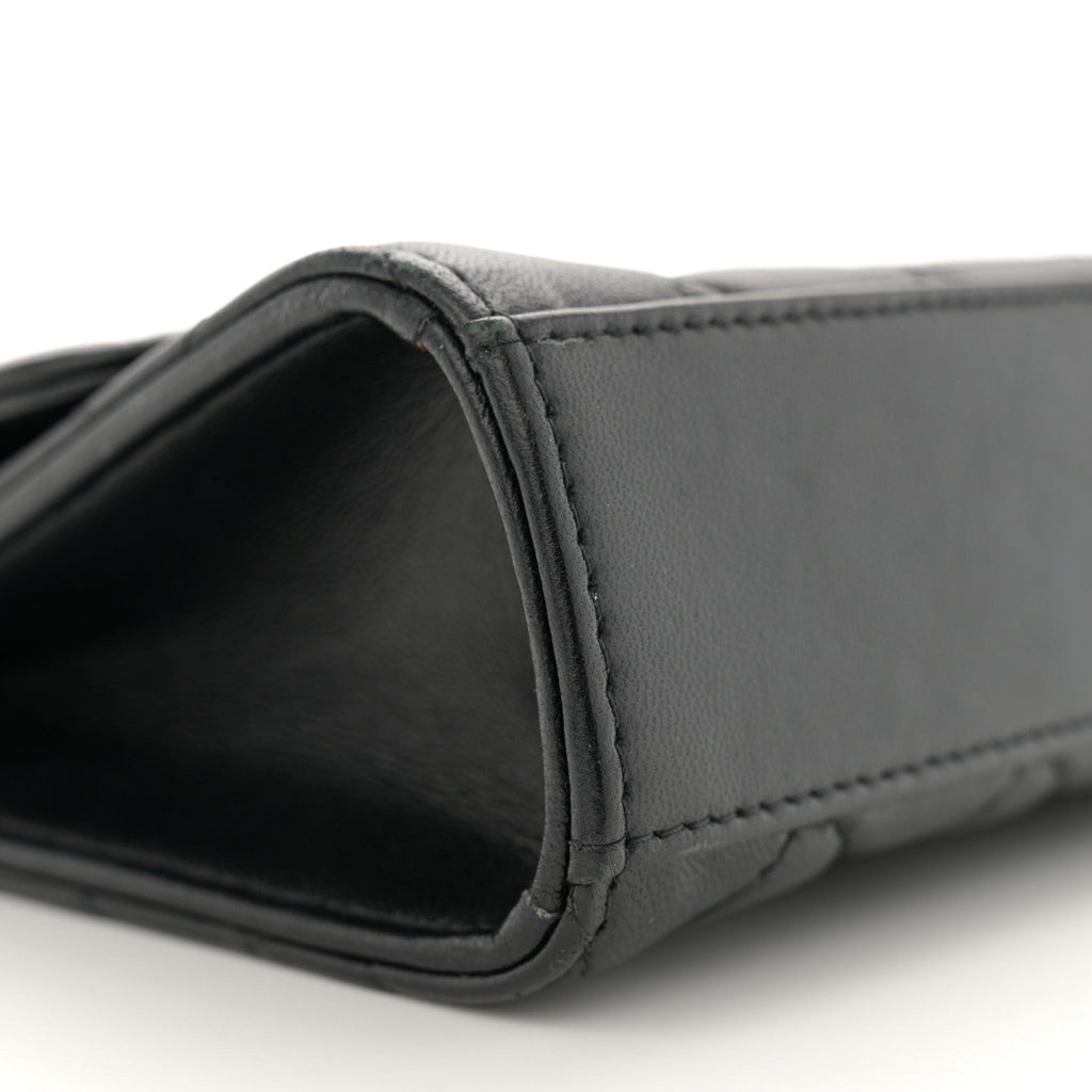 Lambskin Enamel Quilted Top Handle Flap With Chain Black