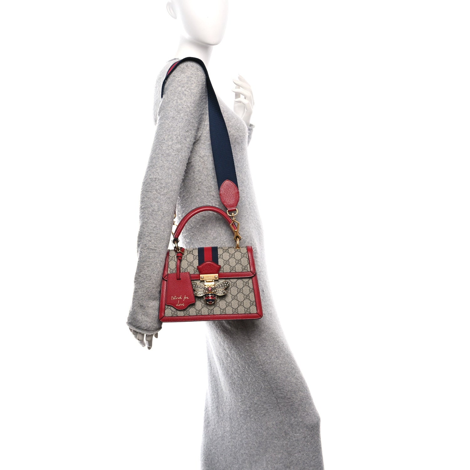 GG Supreme Monogram Small Queen Margaret Top Handle Bag Red
