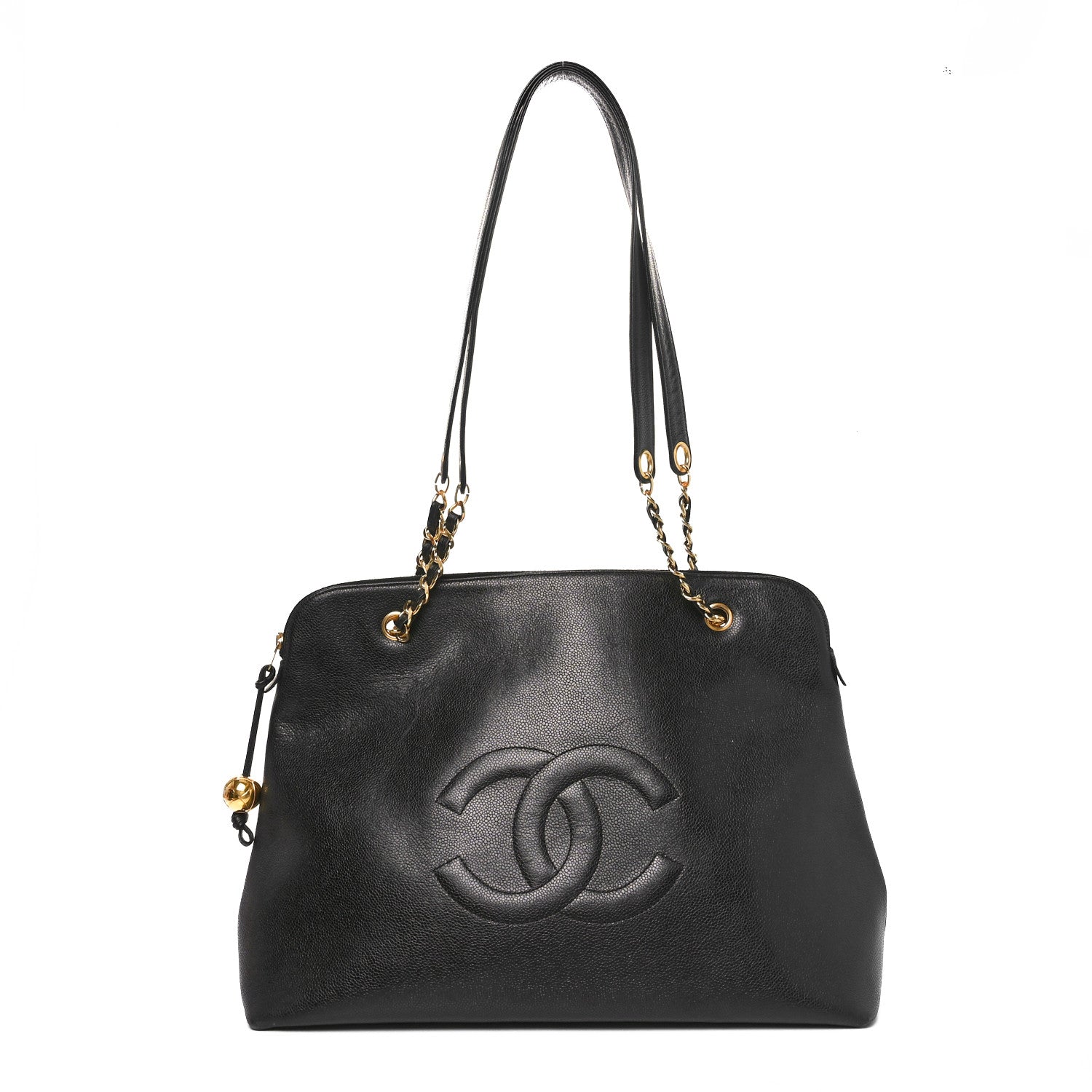 Caviar Large CC Shoulder Bag Black
