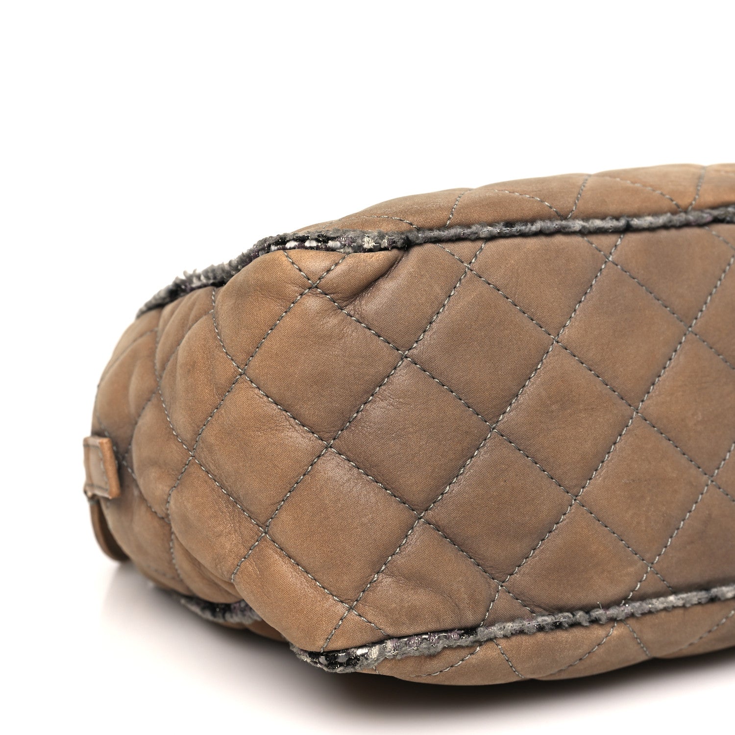 Iridescent Calfskin Tweed Bowler Bag Brown