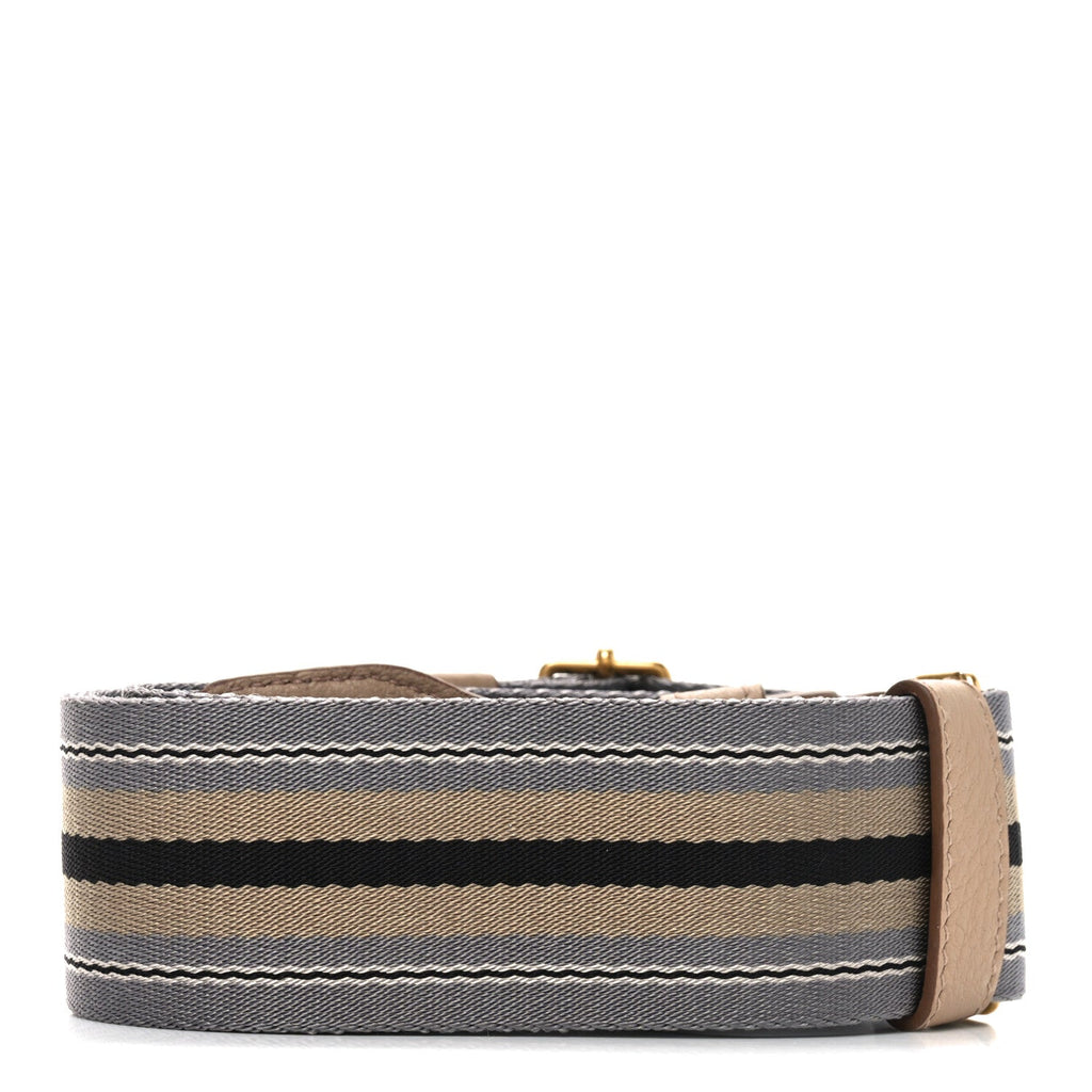 Vitello Daino Striped Fabric Shoulder Strap Cammeo