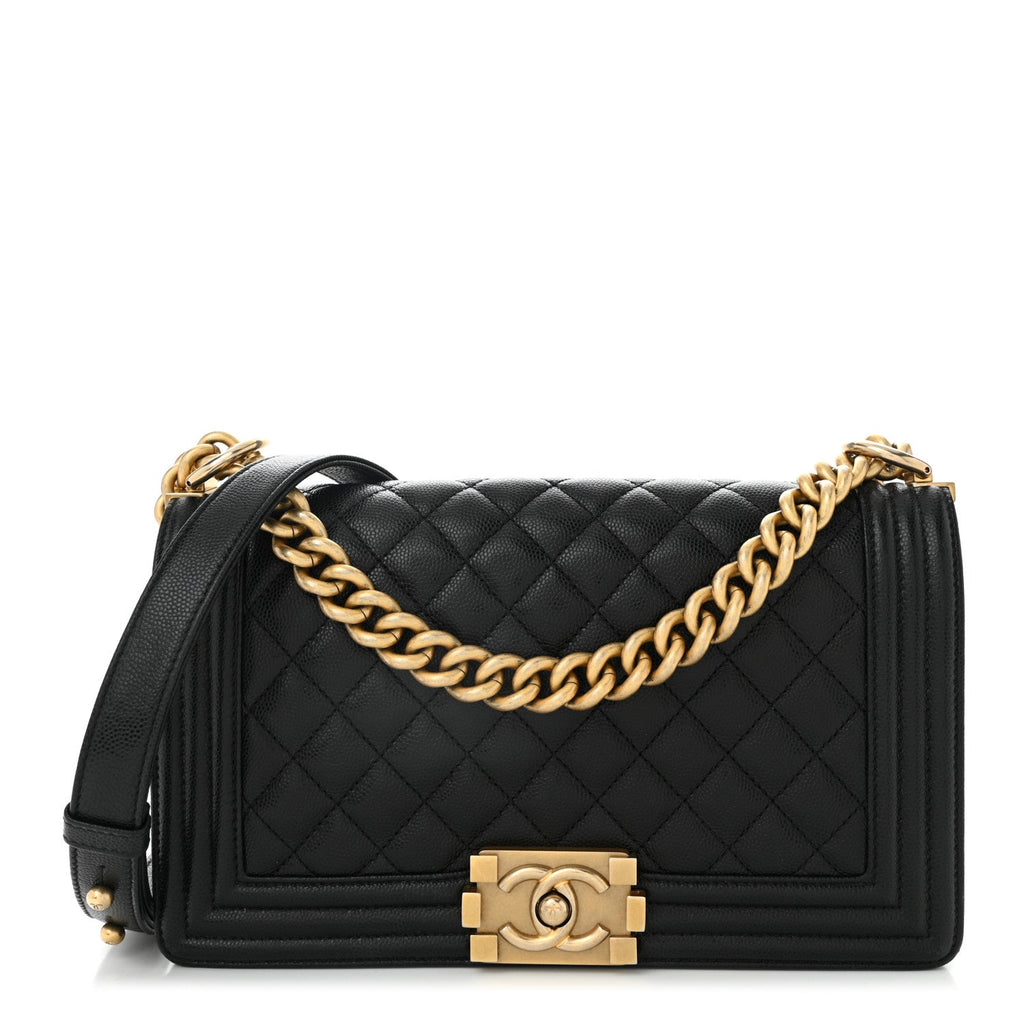 Caviar Quilted Medium Boy Flap Black