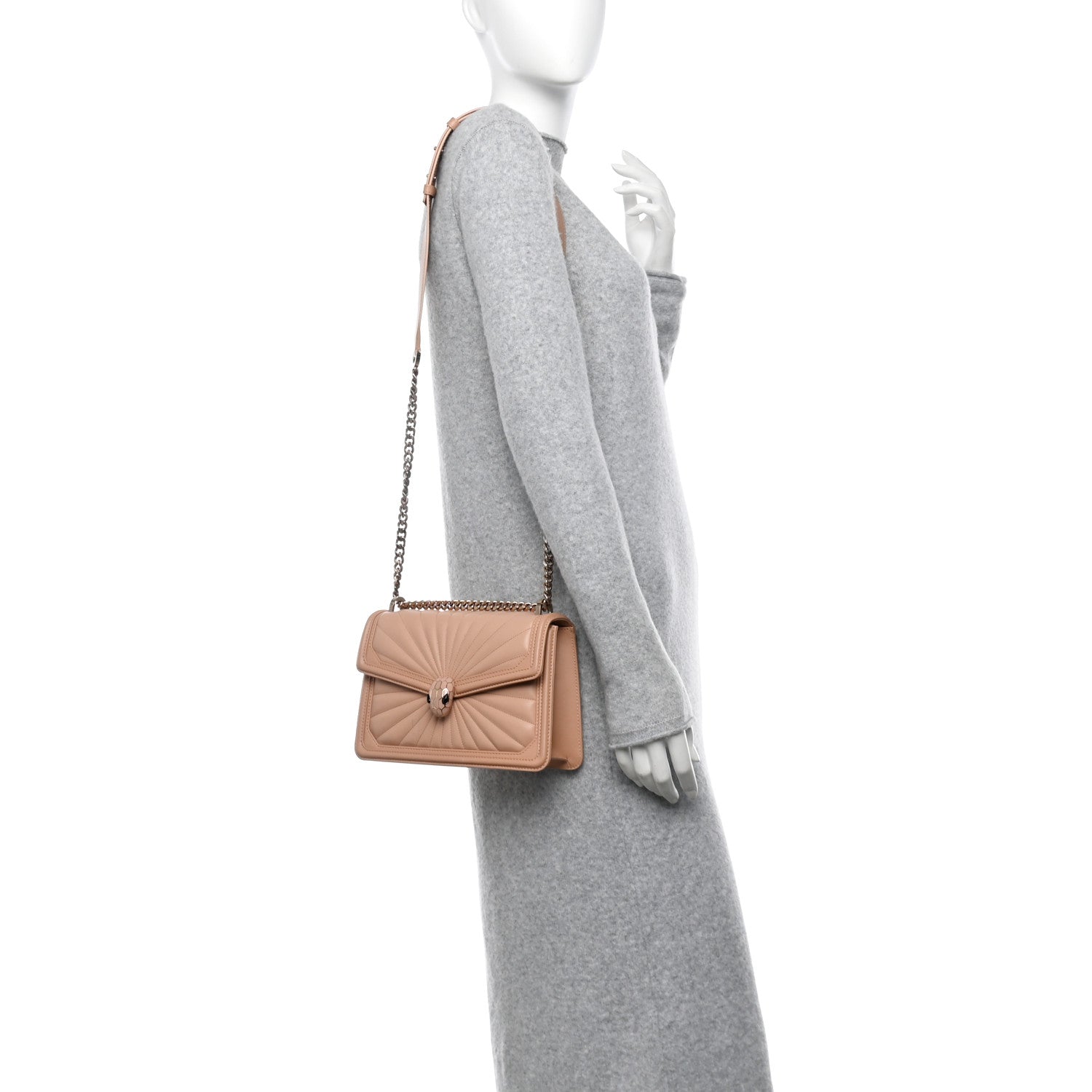 Quilted Nappa Smooth Calfskin Serpenti Forever Diamond Blast Sunshine Shoulder Bag Beige