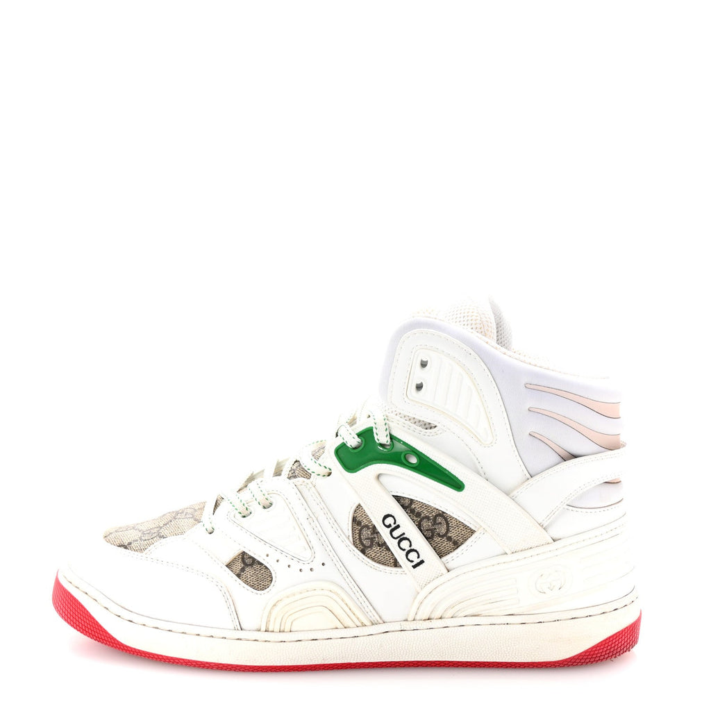 Demetra GG Supreme Monogram Mens Basket High Top Sneakers 8.5 Great White Beige Ebony