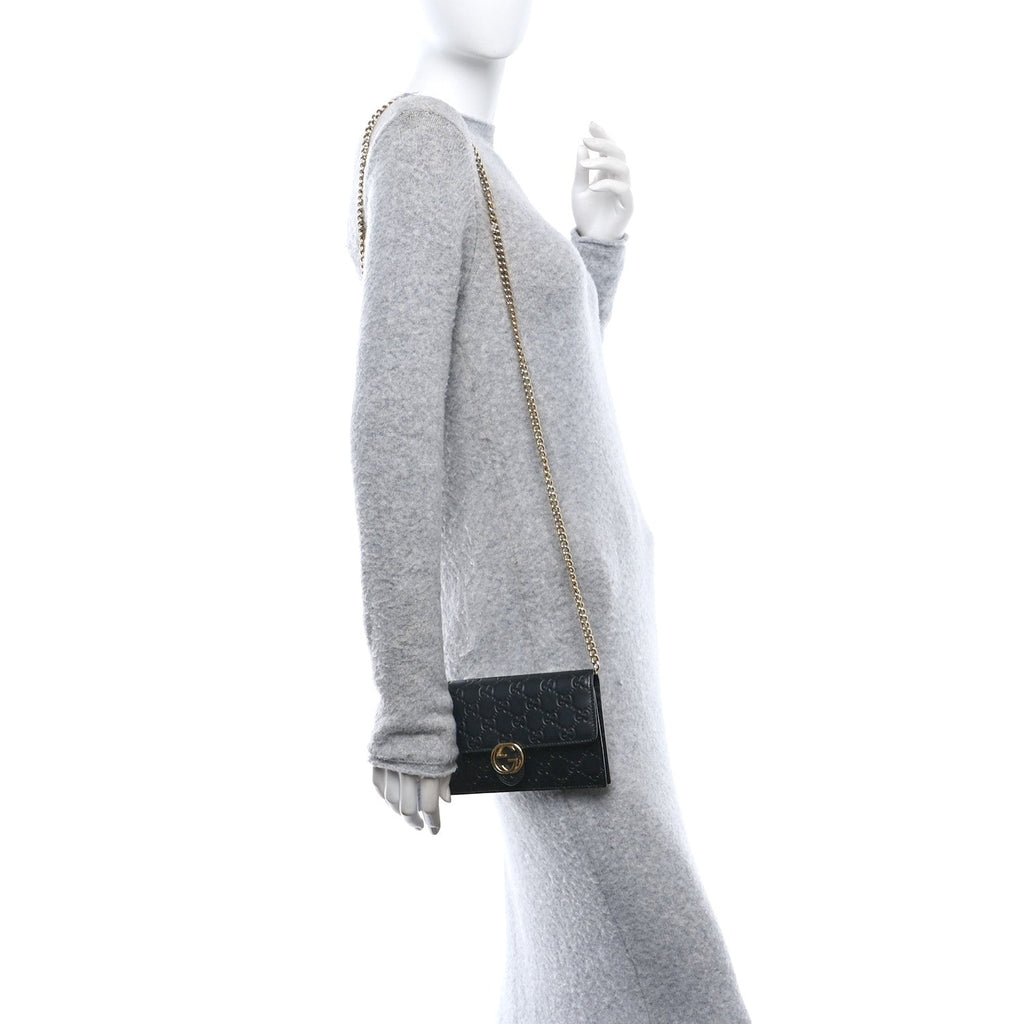 Guccissima Icon Chain Wallet Black