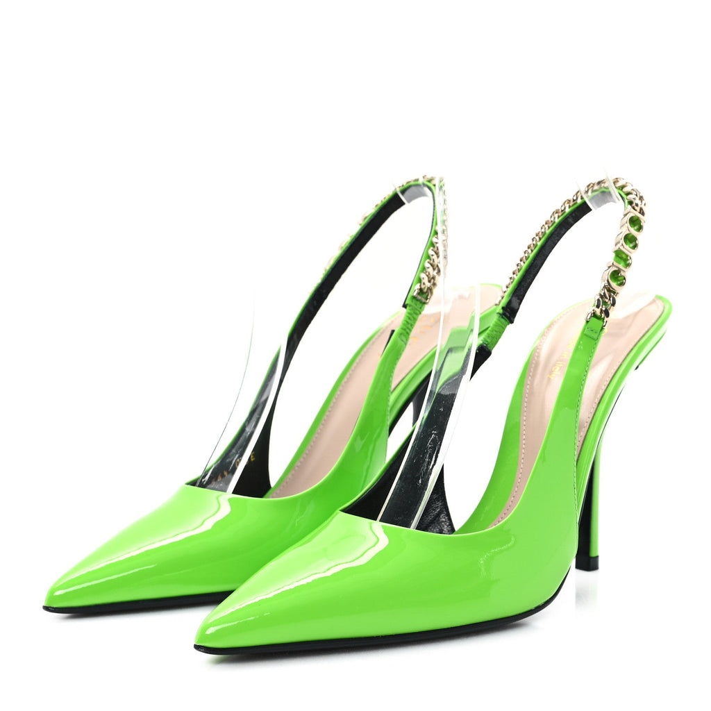 Patent Signoria Slingback Pumps 36.5 Electric Green