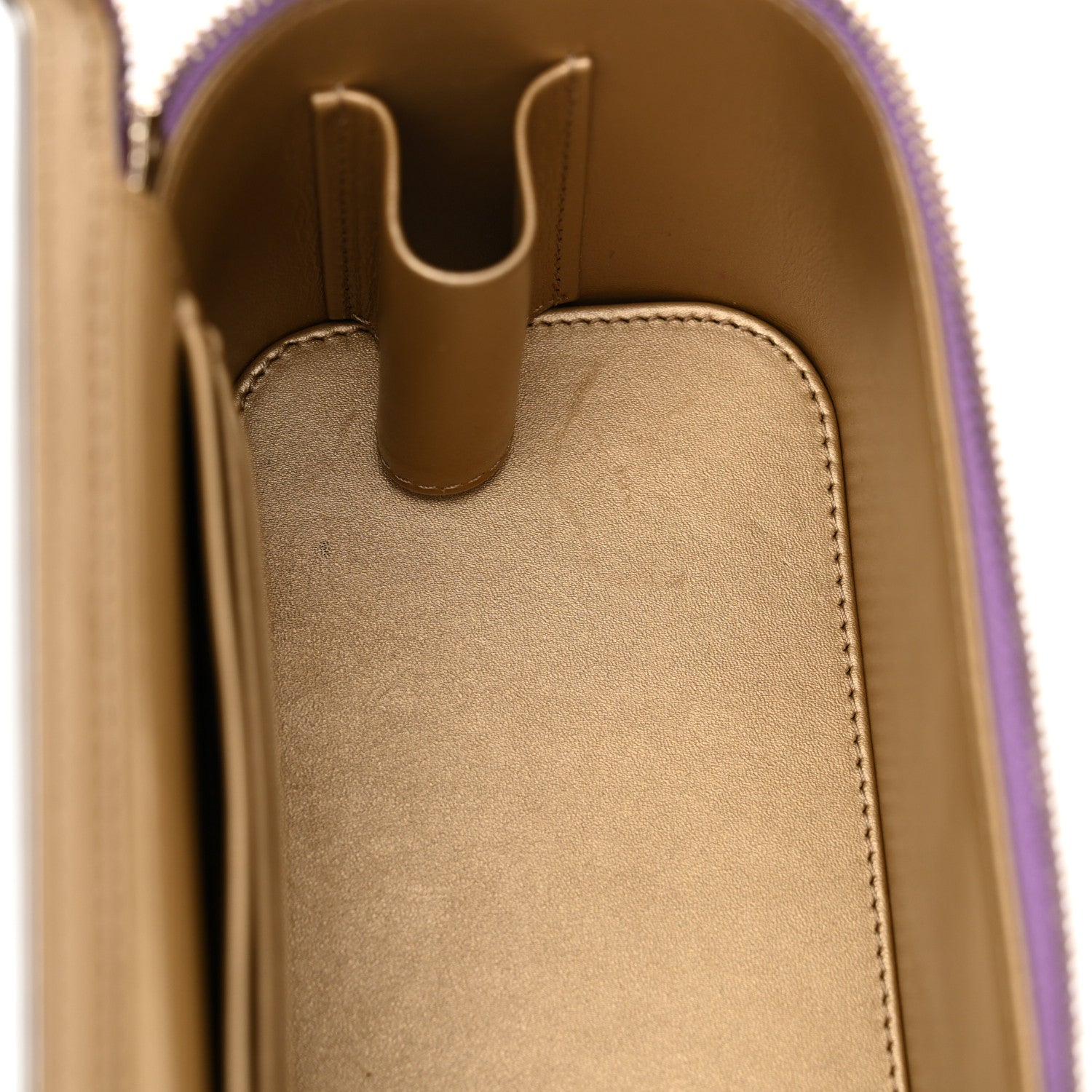 Lambskin Quilted Pearl Crush Small Vanity Case With Chain Purple