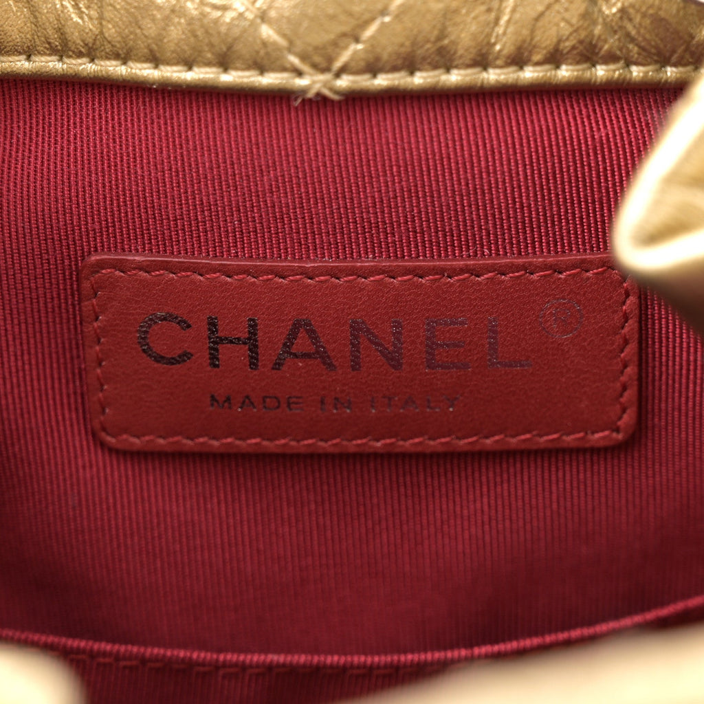 Metallic Lambskin Small Quilted Gabrielle Backpack Gold