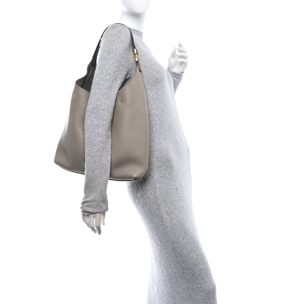 Grained Calfskin Marcie Hobo Bag Motty Grey