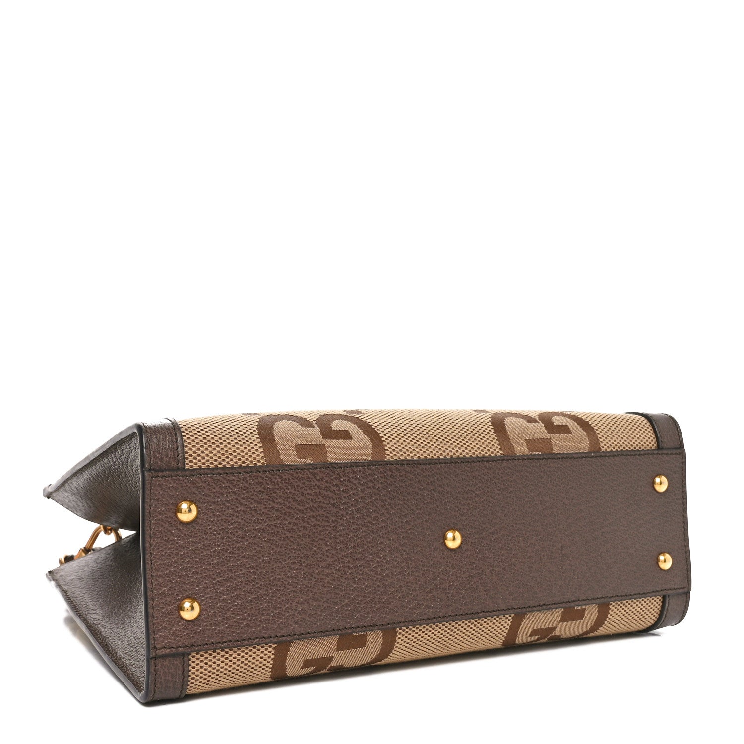 Monogram Jumbo GG Textured Dollar Calfskin Small Diana Tote Bag Camel Ebony New Acero