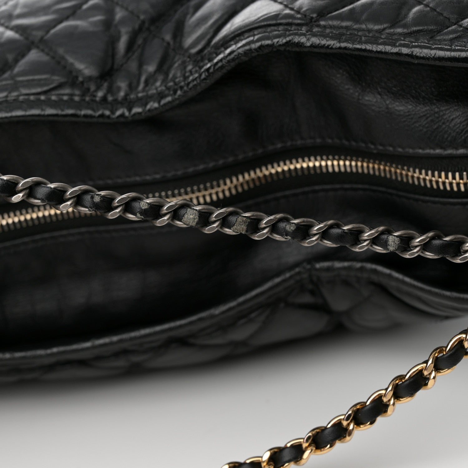 Aged Calfskin Quilted Maxi Gabrielle Hobo Black