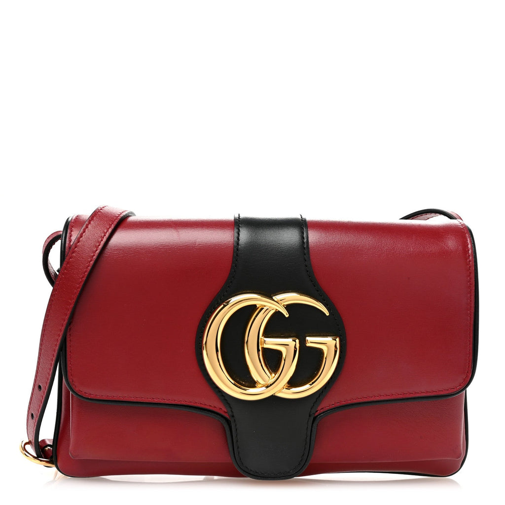Vitello Palmellato Lux Bi-Color Small Arli Flap Shoulder Bag New Cherry Red Black