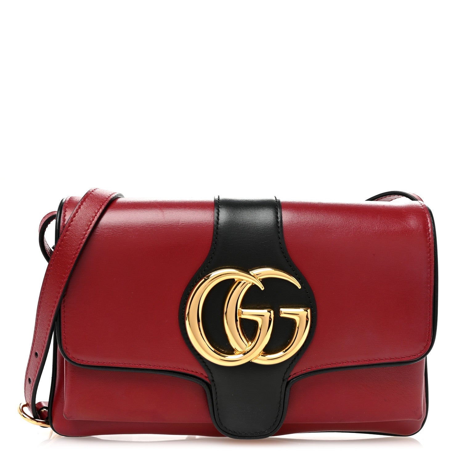 Vitello Palmellato Lux Bi-Color Small Arli Flap Shoulder Bag New Cherry Red Black