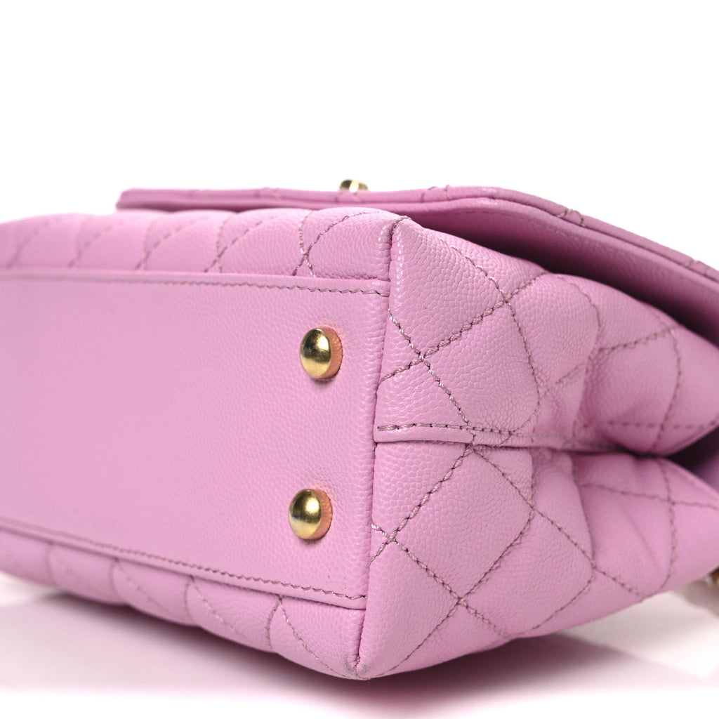 Caviar Quilted Extra Mini Coco Chain Handle Flap Pink