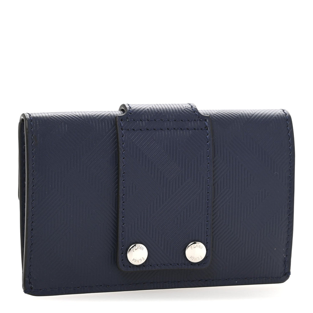 Calfskin FF Embossed Baguette  Case Blueberry