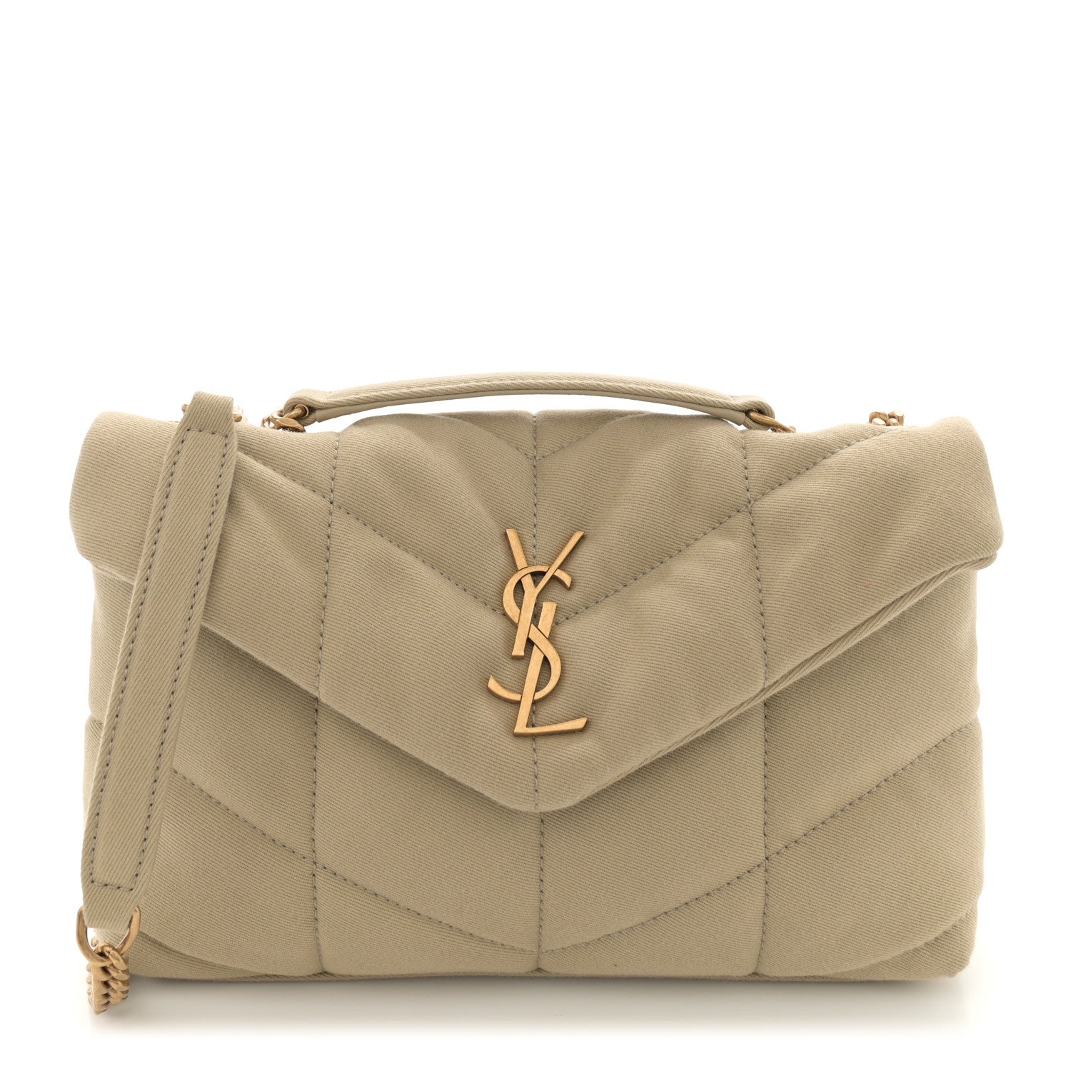 Canvas Quilted Toy Loulou Puffer Monogram Chain Satchel Cool Beige
