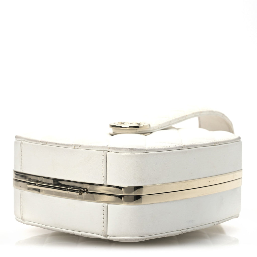 Lambskin Minaudiere Vanity With Handle White