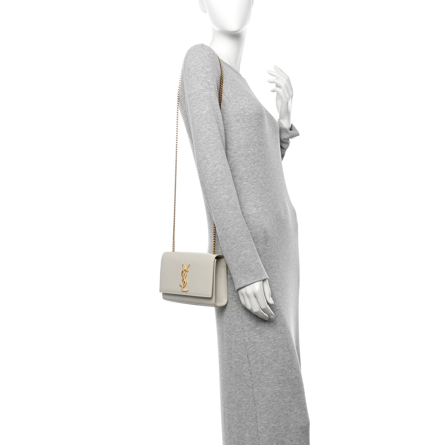 Grain De Poudre Small Monogram Kate Satchel Crema Soft