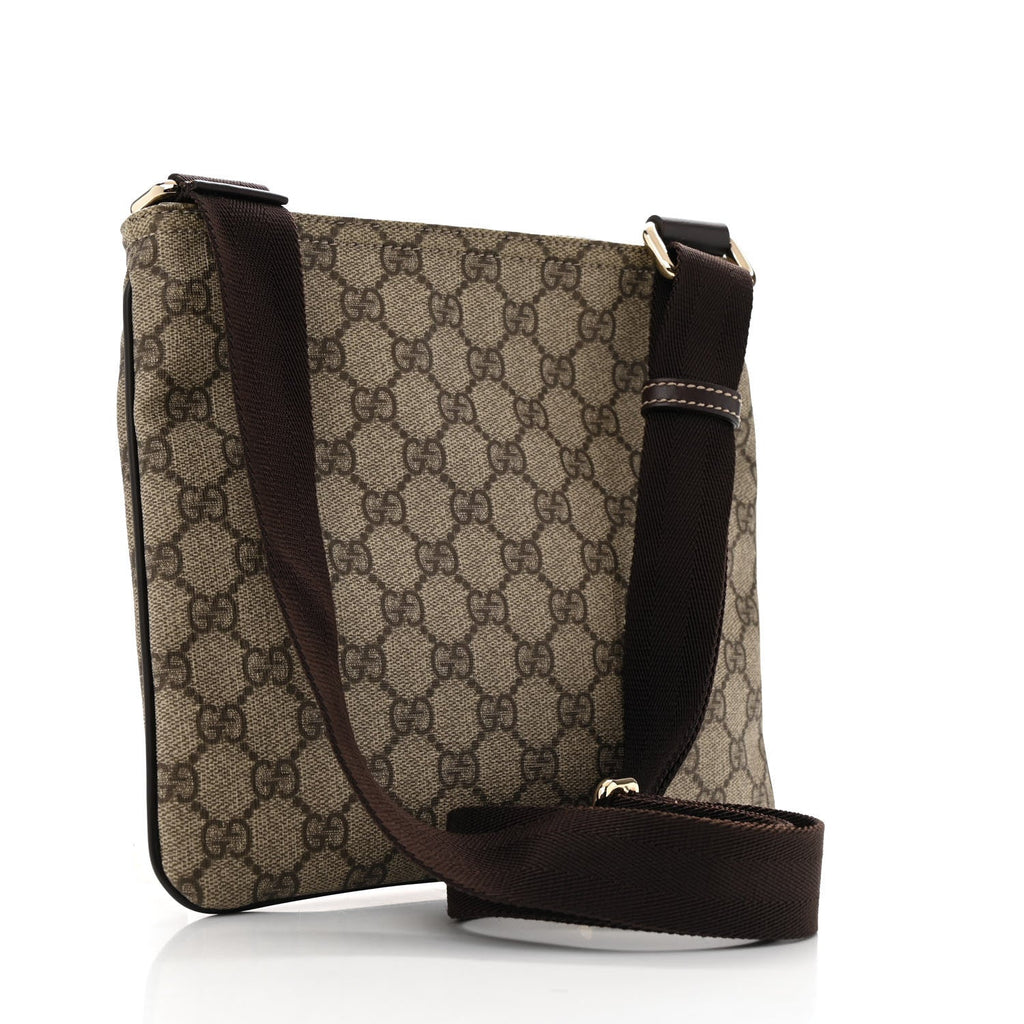 GG Supreme Monogram Small Flat Messenger Bag Dark Brown