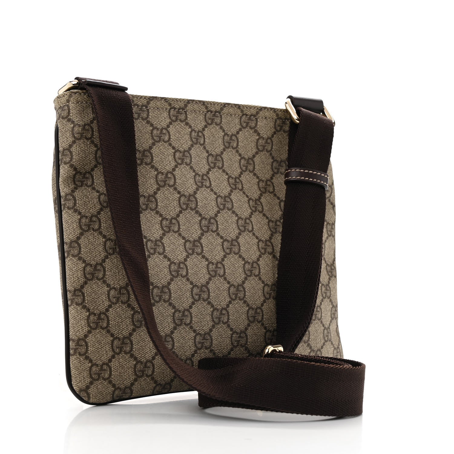 GG Supreme Monogram Small Flat Messenger Bag Dark Brown