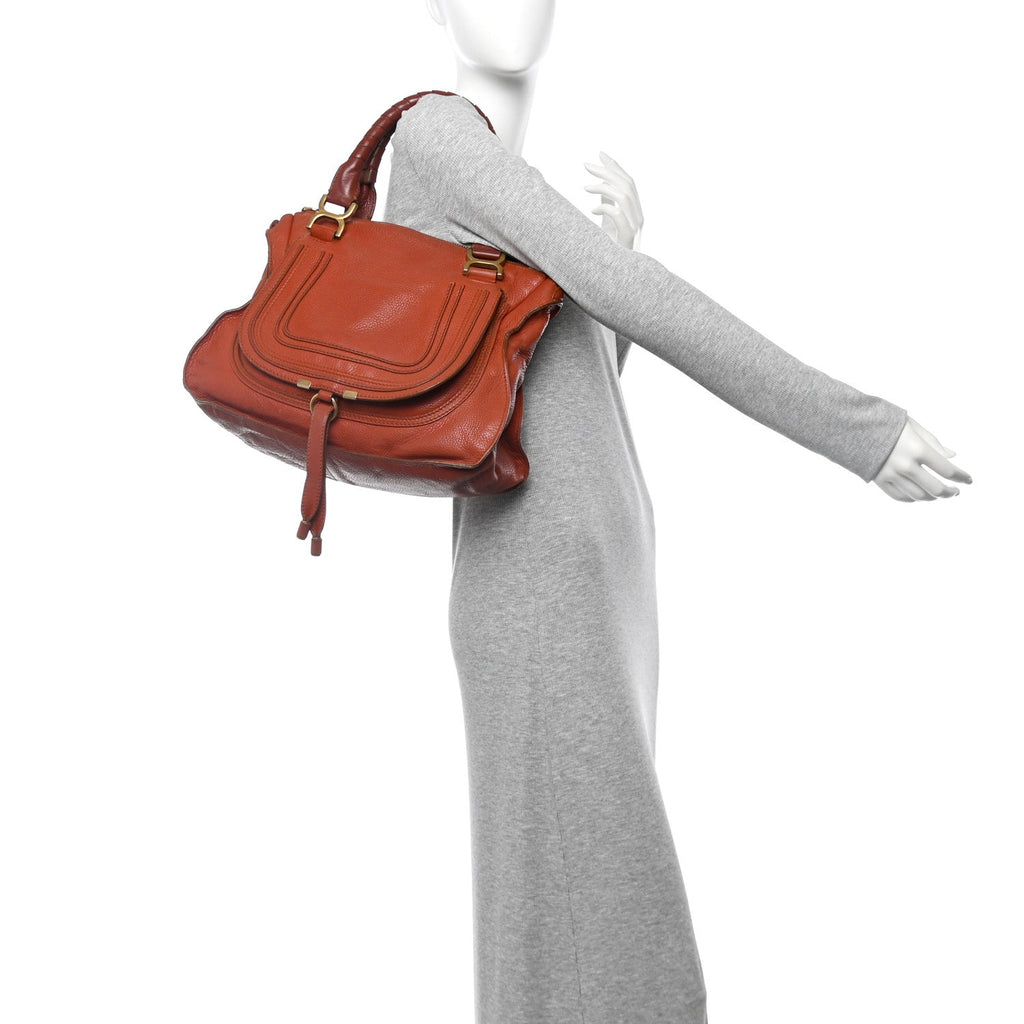 Calfskin Medium Marcie Satchel Brown Delight