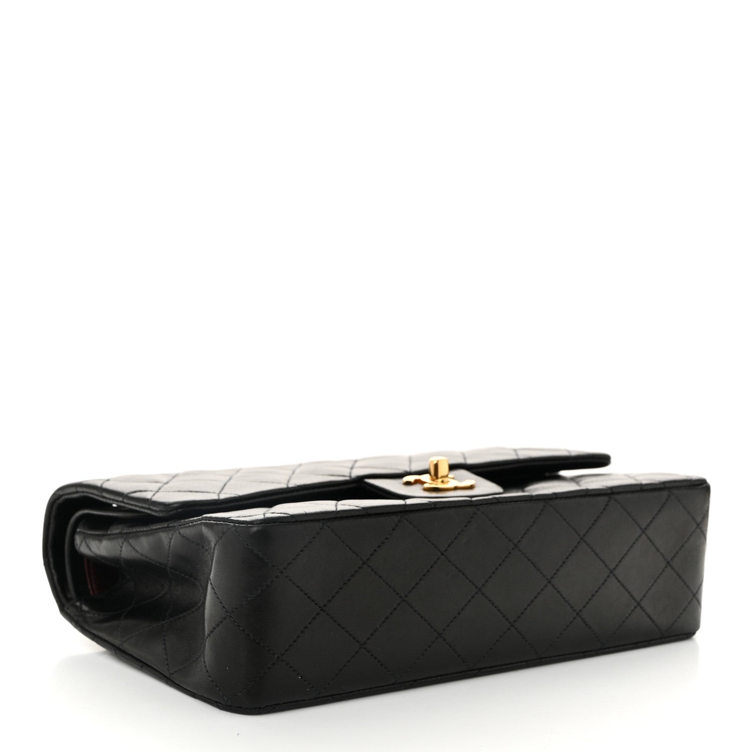 Lambskin Quilted Medium Double Flap Black