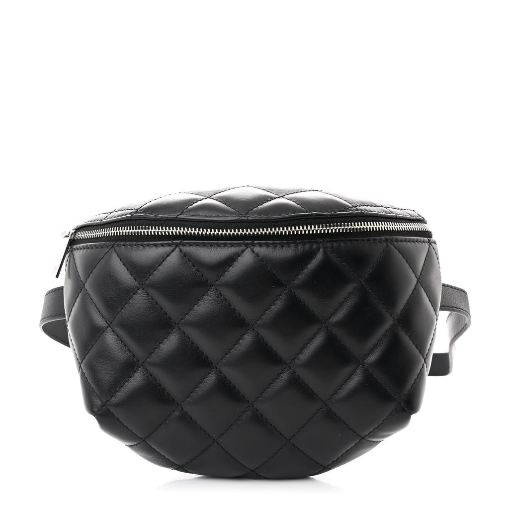 Calfskin Quilted Waist Belt Bag Black