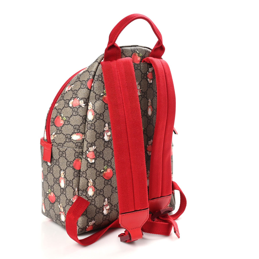 X PETER RABBIT GG Supreme Monogram Rabbit Print Childerns Backpack Red
