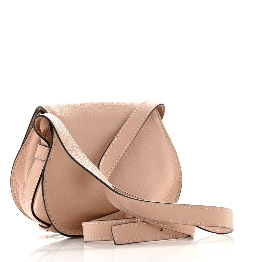 Grained Calfskin Small Marcie Saddle Bag Blush Nude