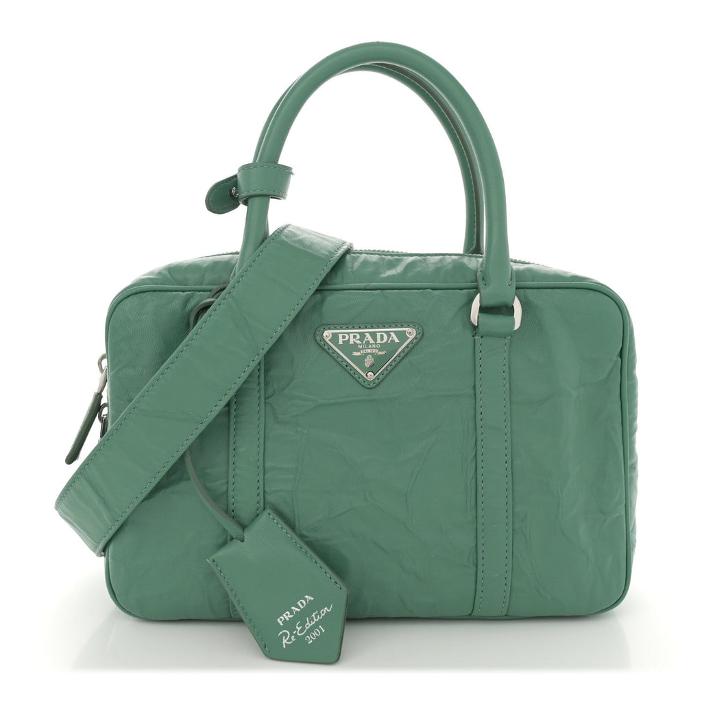 Nappa Antique Medium Re-Edition 2001 Two Handle Bag Green