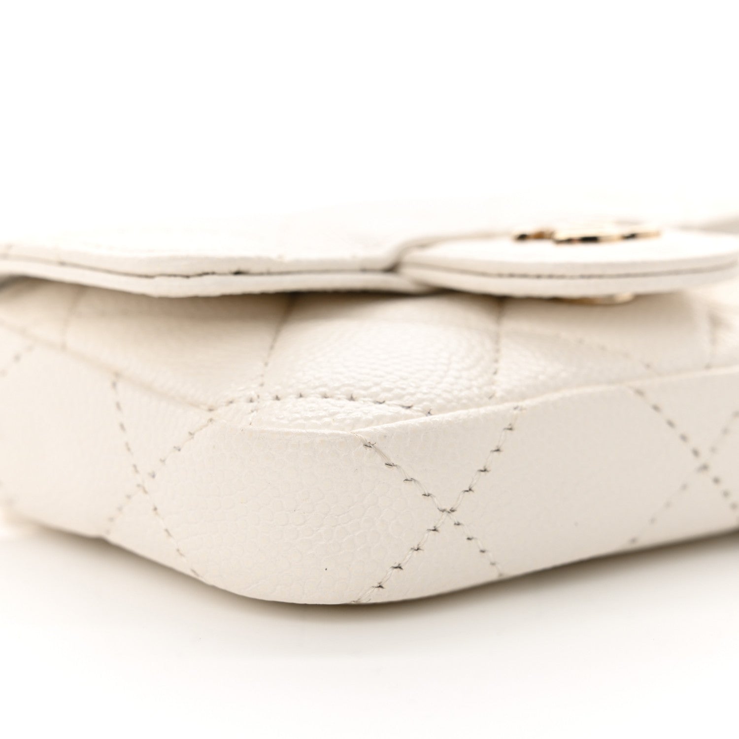 Caviar Quilted Mini Chain Belt Bag White