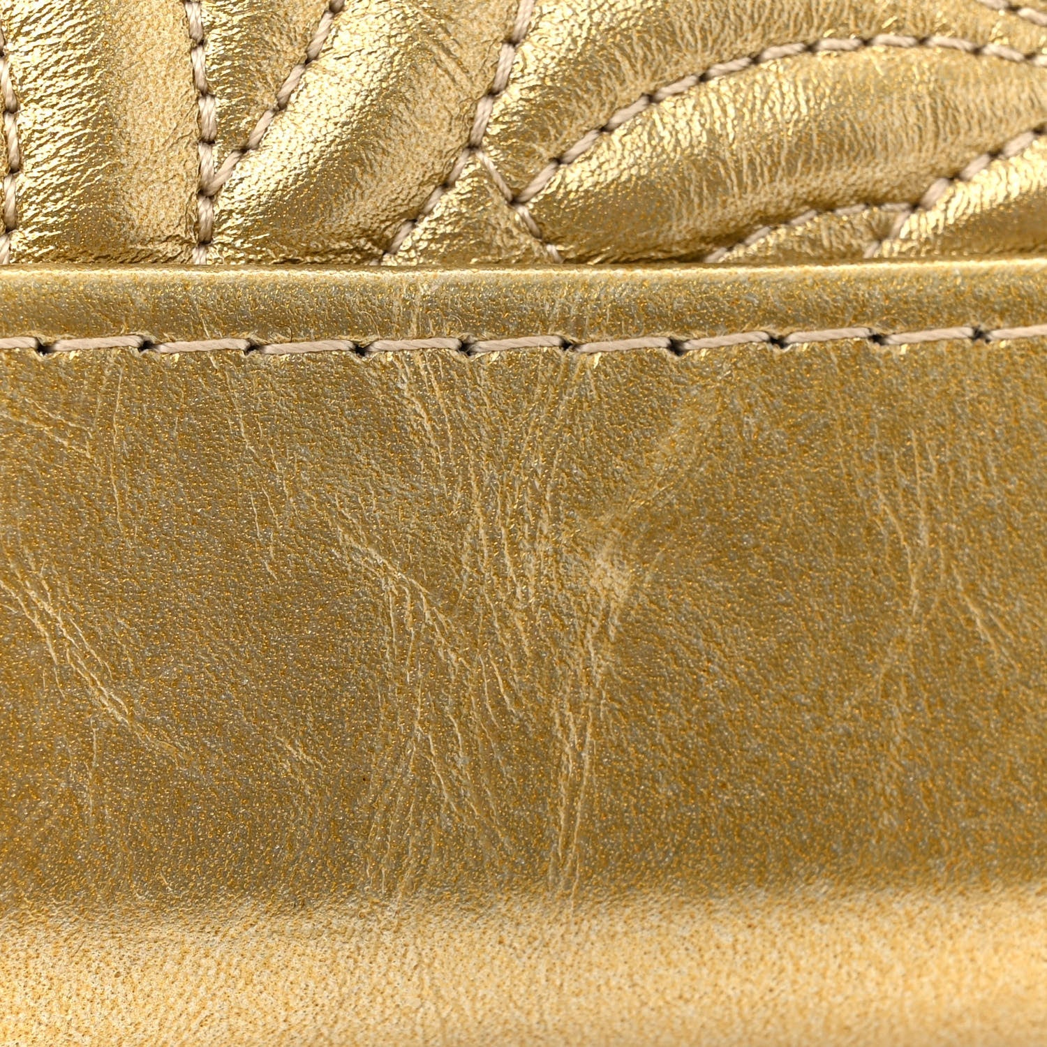 Metallic Aged Calfskin CC Quilted Small Gabrielle Hobo Gold