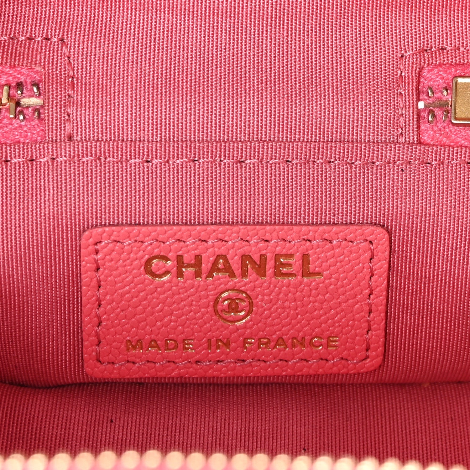 Caviar Quilted Mini Top Handle Vanity With Chain Pink